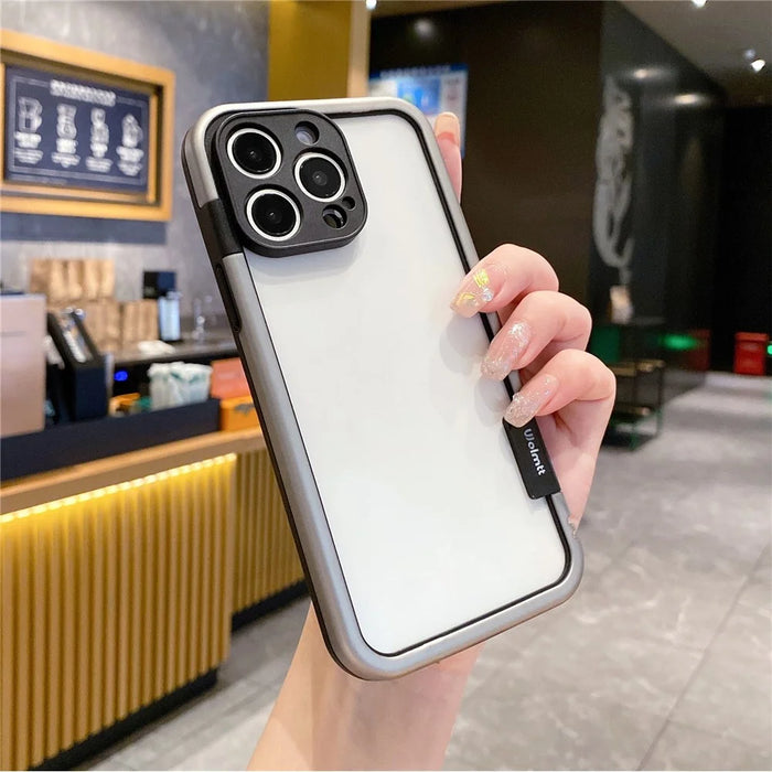 WOLMTT For iPhone 16 Pro Max Case Colorful Frame Soft TPU Clear Phone Cover - Grey - 2