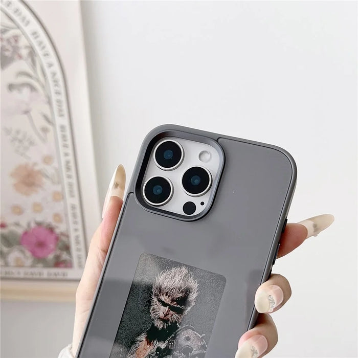 For iPhone 16 Pro Max E Ink Phone Cover 4-Color Display Pattern Customized Case - Black - 7