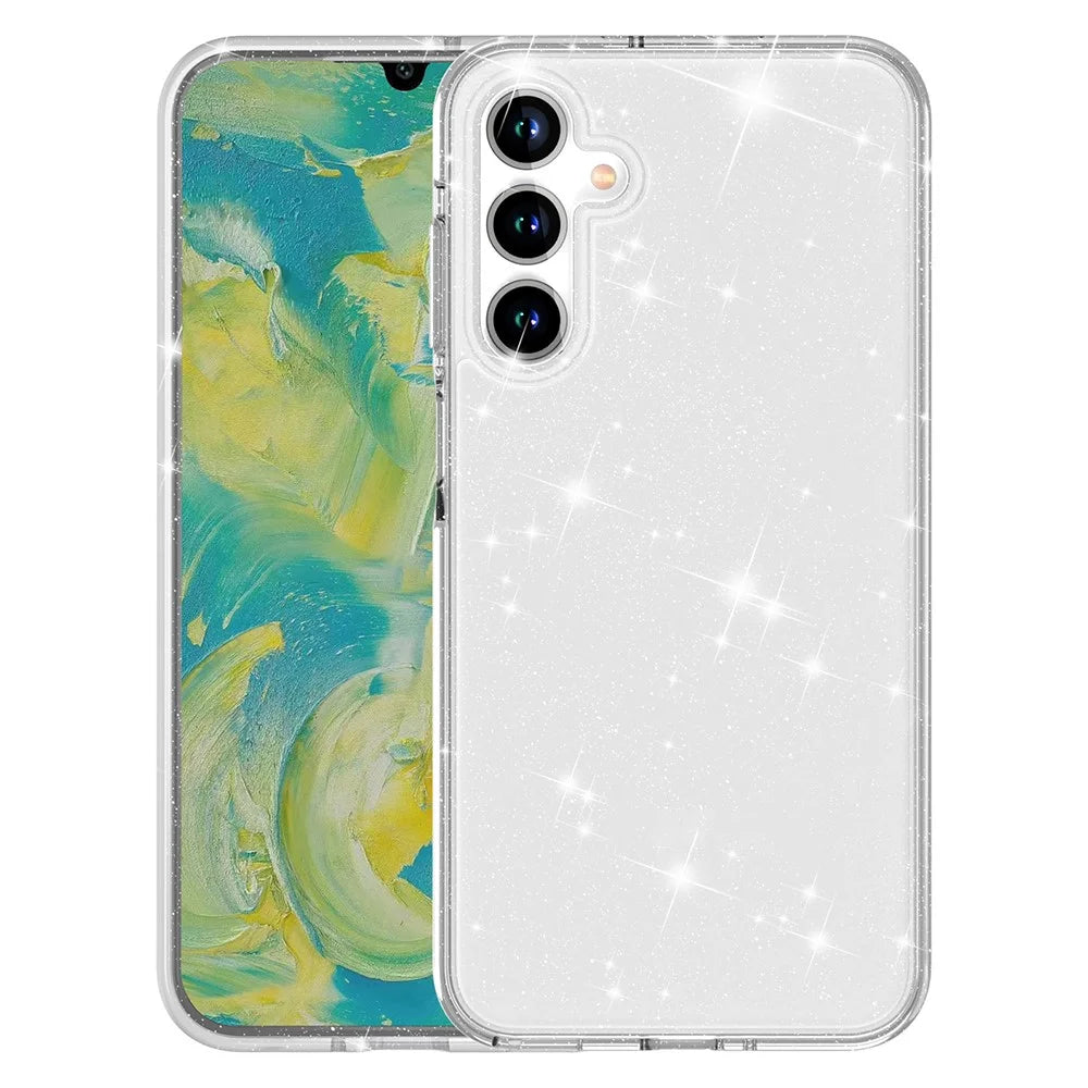 For Samsung Galaxy A16 5G / A16 4G Case TPU+PC Glitter Transparent Phone Cover - Sparkly Glitter White - 1