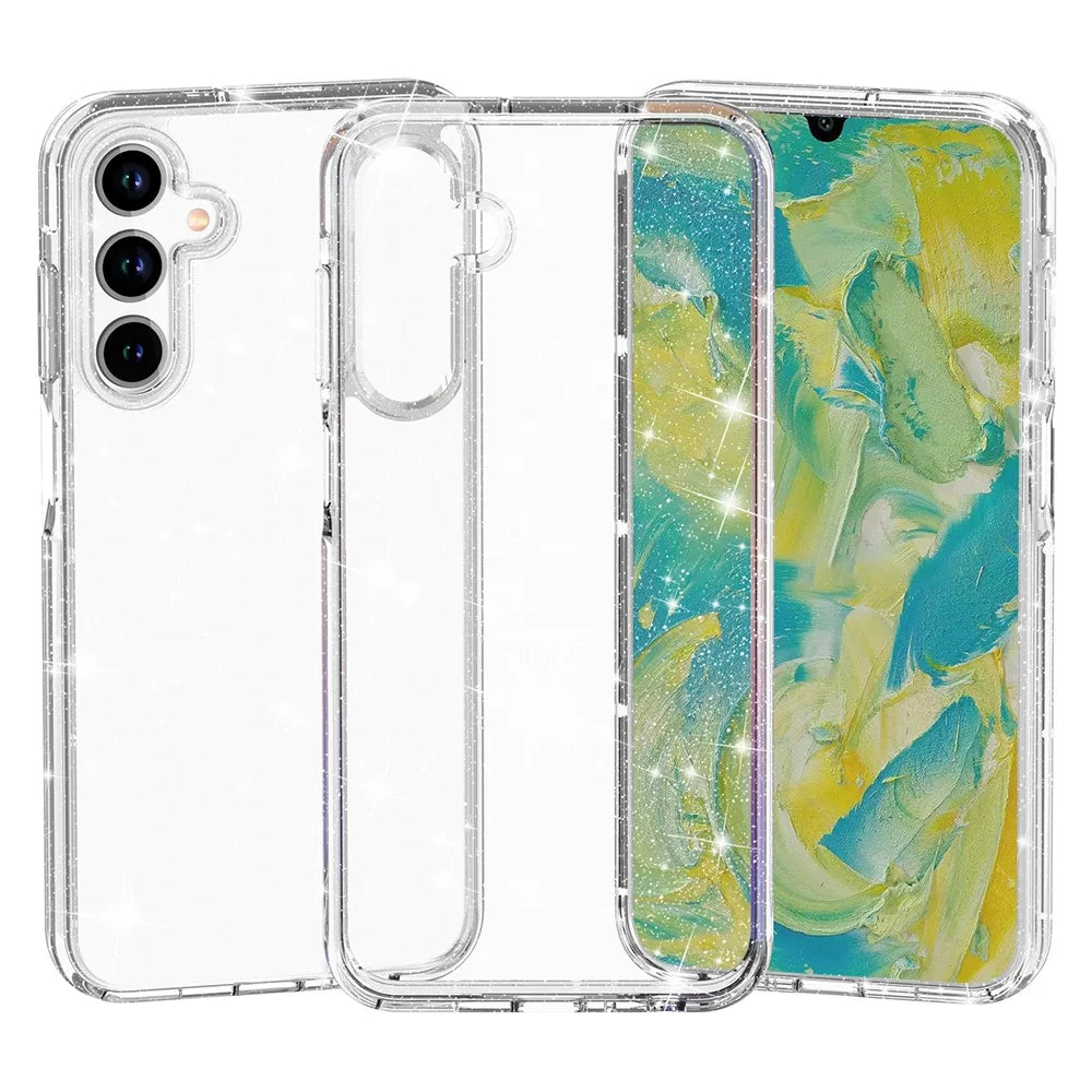 For Samsung Galaxy A16 5G / A16 4G Case TPU+PC Glitter Transparent Phone Cover - Sparkly Glitter White - 2