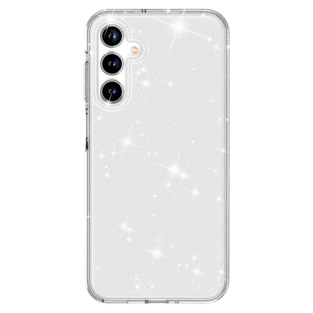 For Samsung Galaxy A16 5G / A16 4G Case TPU+PC Glitter Transparent Phone Cover - Sparkly Glitter White - 4