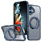 For iPhone 16 Plus Case Rotating Magnetic Kickstand Acrylic+TPU Shockproof Phone Cover - Blue - 1