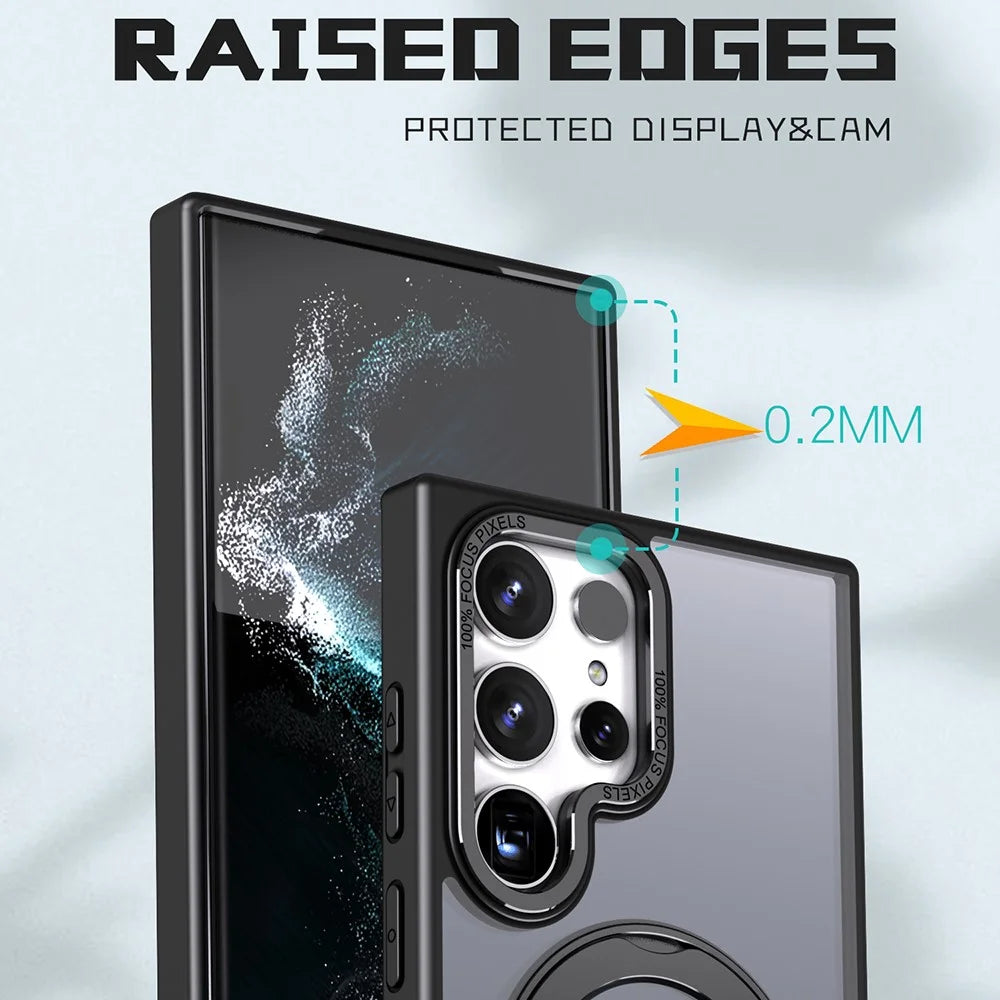 For Samsung Galaxy S24 Ultra Case Rotating Magnetic Kickstand Acrylic+TPU Shockproof Phone Cover - Black - 6