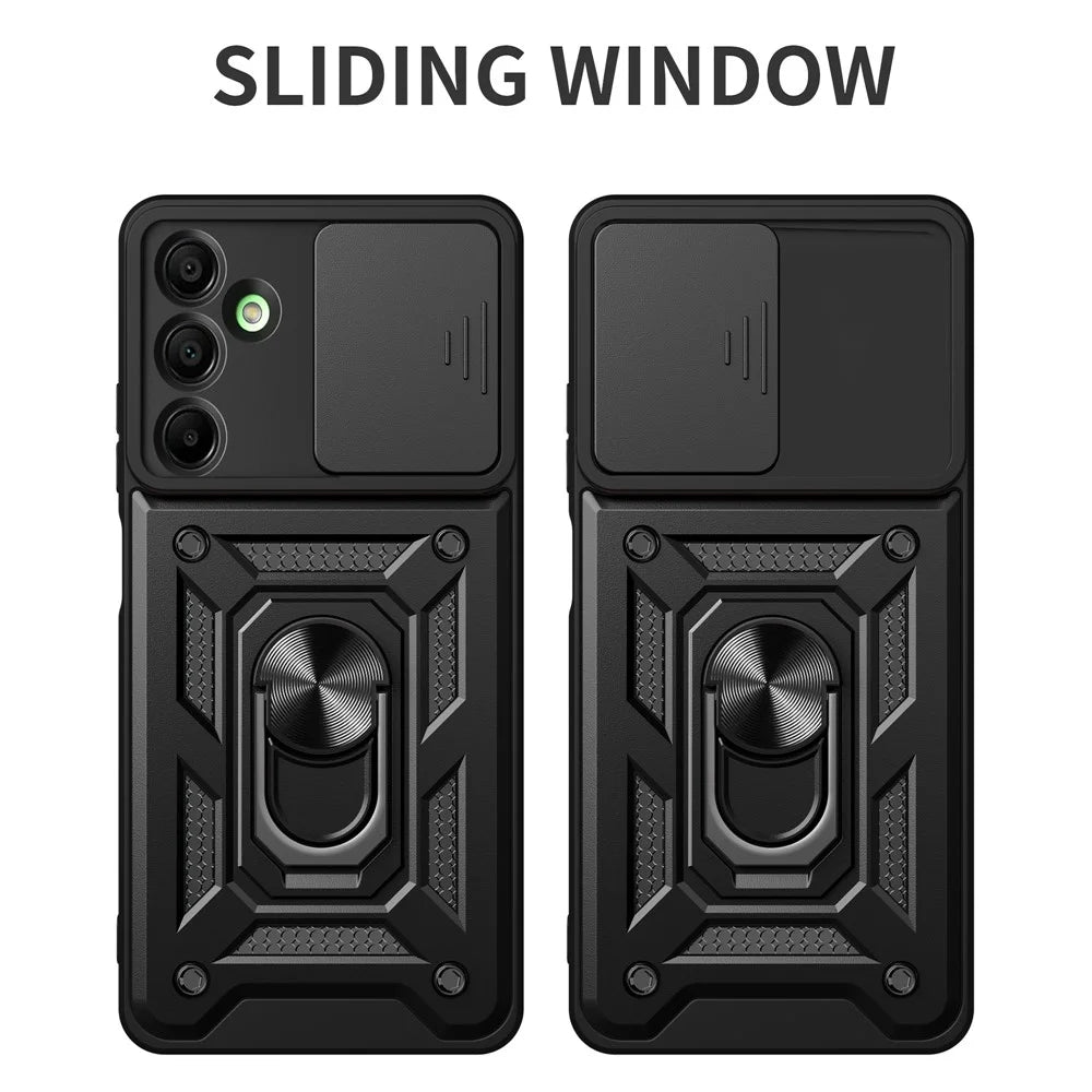 For Samsung Galaxy A16 5G / A16 4G Case with Slide Camera Lid PC+TPU Kickstand Phone Cover - Black - 2
