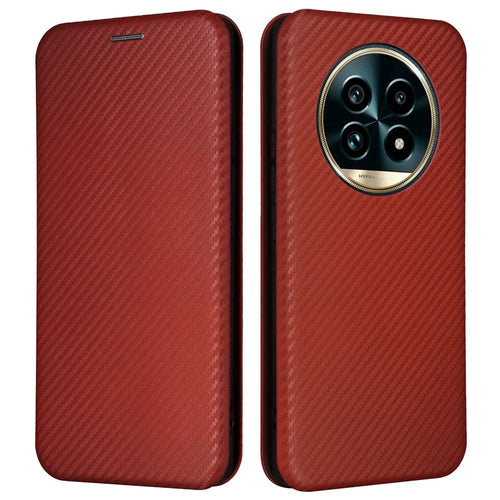 For Realme 13 Pro 5G (Global) / 13 Pro+ 5G (Global) Case Carbon Fiber Texture Drop-Proof PU Leather Phone Cover - Brown - 1