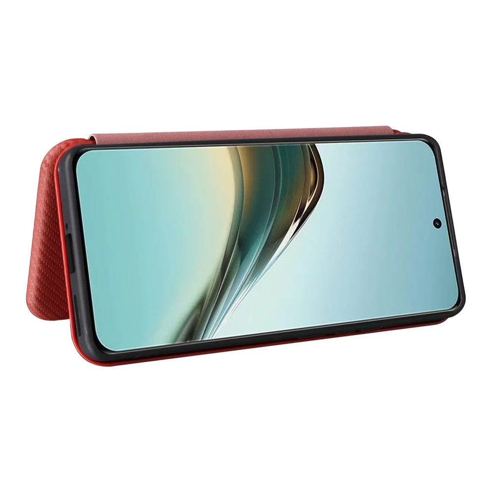 For Realme 13 Pro 5G (Global) / 13 Pro+ 5G (Global) Case Carbon Fiber Texture Drop-Proof PU Leather Phone Cover - Brown - 3