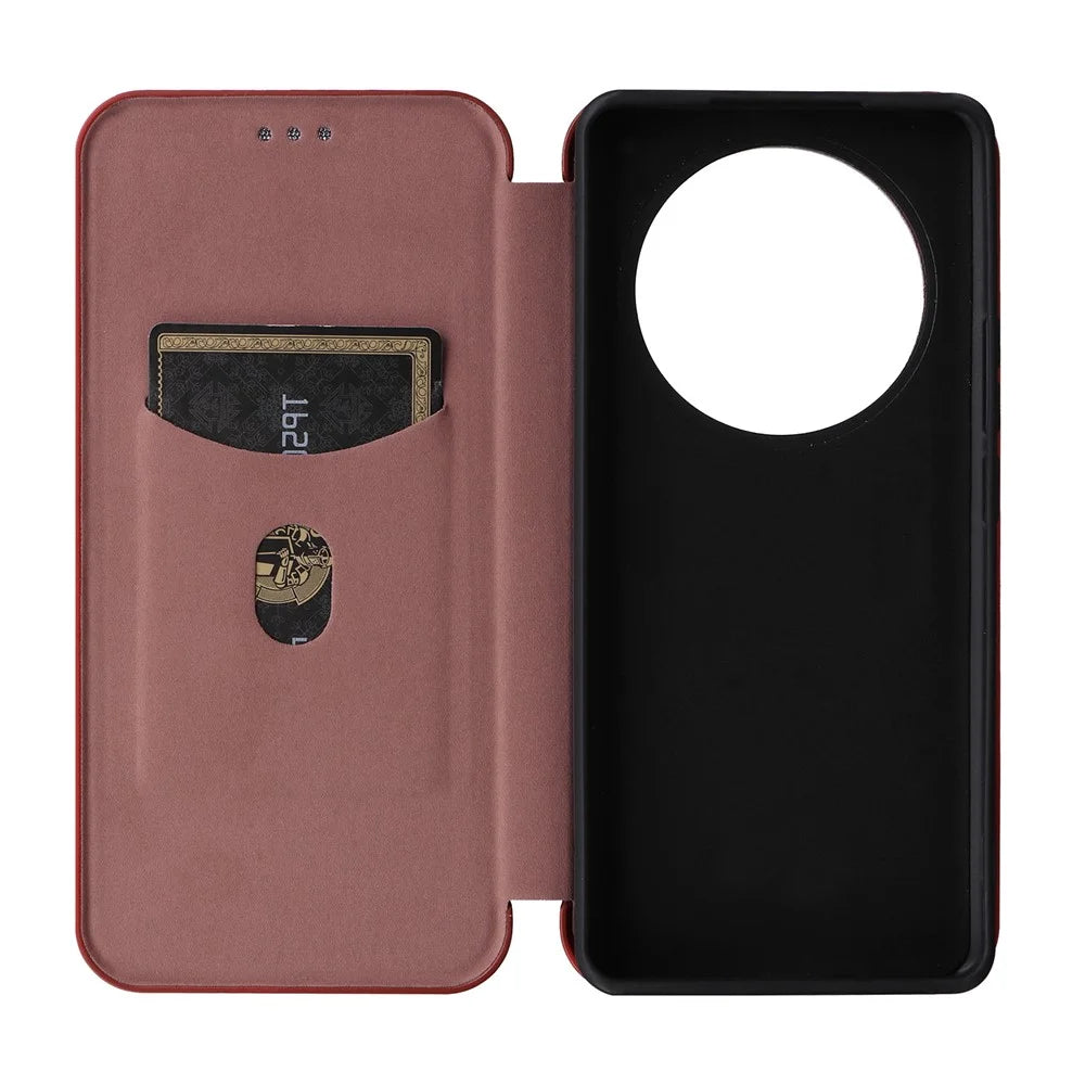 For Realme 13 Pro 5G (Global) / 13 Pro+ 5G (Global) Case Carbon Fiber Texture Drop-Proof PU Leather Phone Cover - Brown - 5