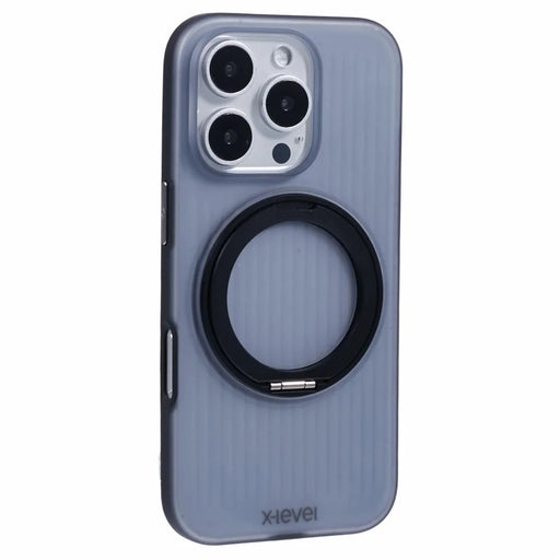 X-LEVEL For iPhone 16 Pro Case Rotating Magnetic Kickstand PC+TPU Phone Cover - Black - 1