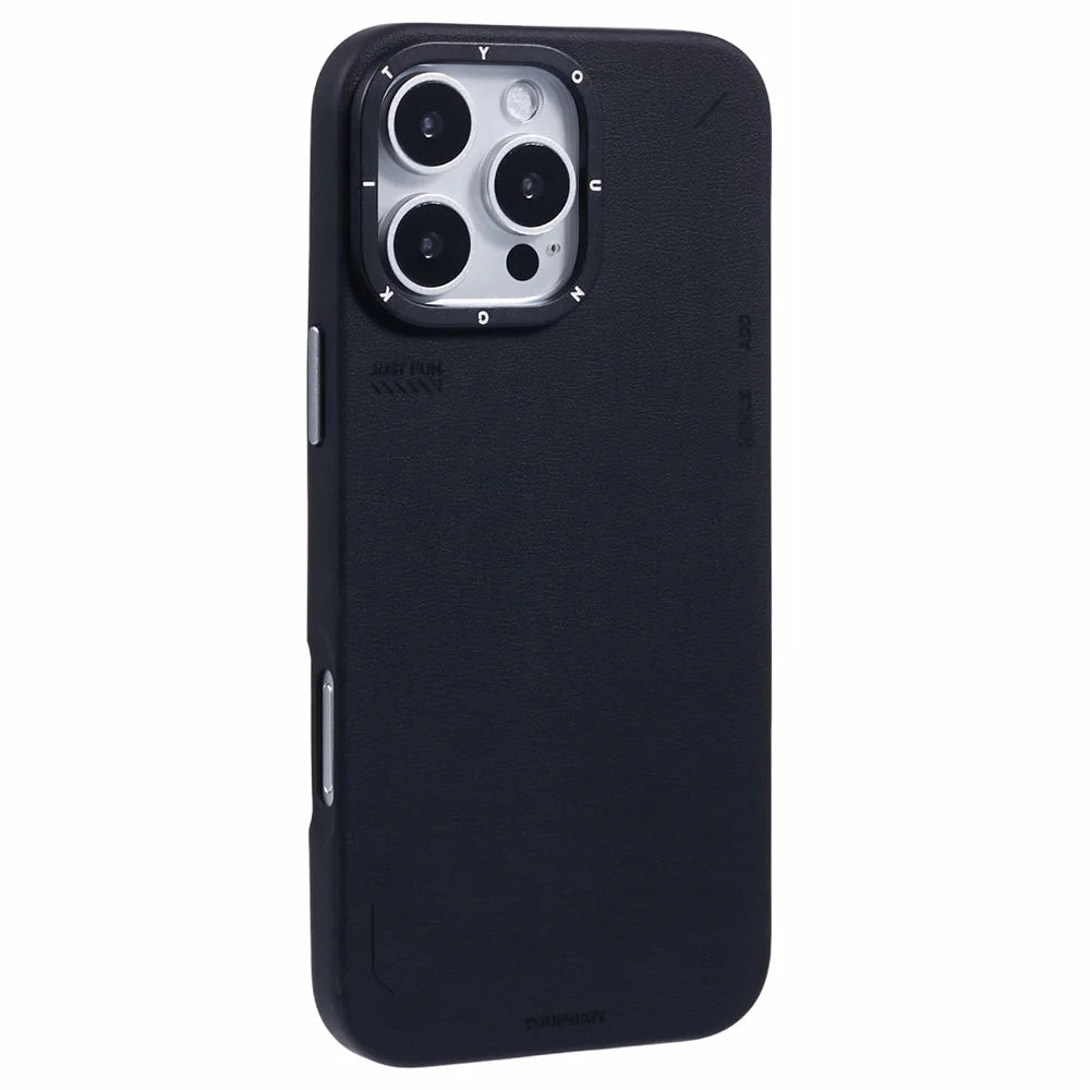 YOUNGKIT For iPhone 16 Pro Case Compatible with MagSafe PU Leather + PC Phone Cover - Black - 1
