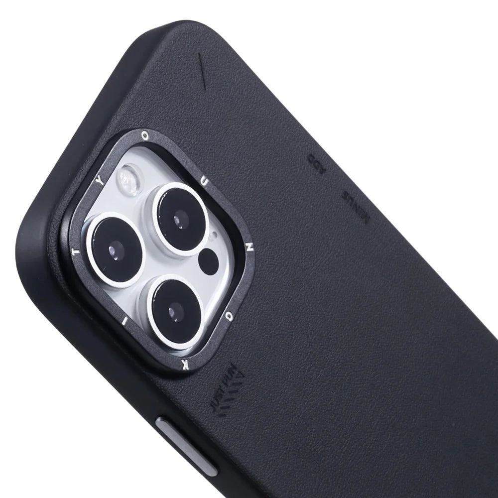YOUNGKIT For iPhone 16 Pro Case Compatible with MagSafe PU Leather + PC Phone Cover - Black - 7