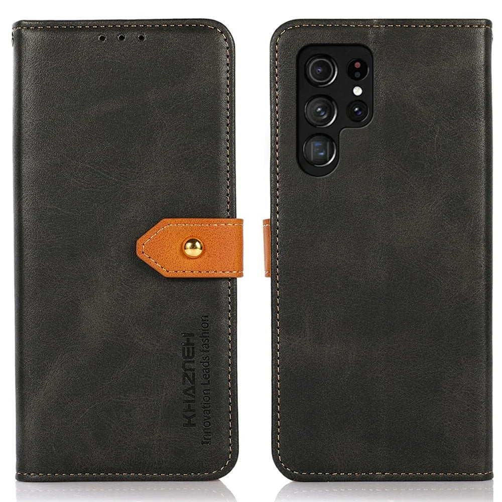 KHAZNEH For Samsung Galaxy S25 Ultra Wallet Phone Case Stand Leather Flip Cover - Black - 1