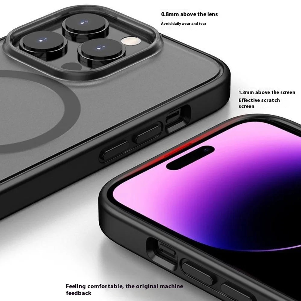 For iPhone 16 Pro Max Case Compatible with MagSafe Skin-Touch PC+TPU Rubberized Phone Cover - Black - 2