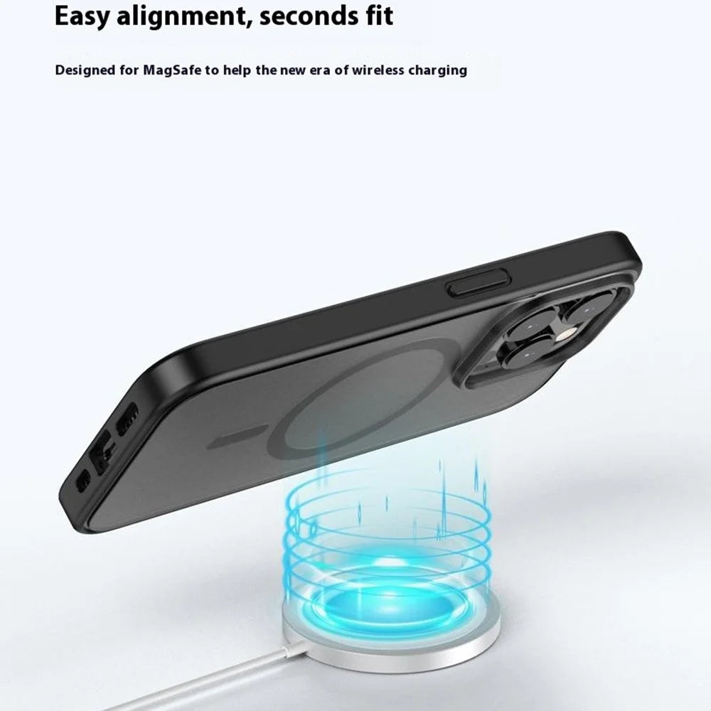 For iPhone 16 Pro Max Case Compatible with MagSafe Skin-Touch PC+TPU Rubberized Phone Cover - Black - 3