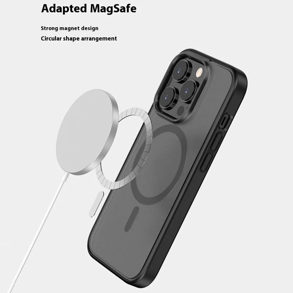 For iPhone 16 Pro Max Case Compatible with MagSafe Skin-Touch PC+TPU Rubberized Phone Cover - Black - 4