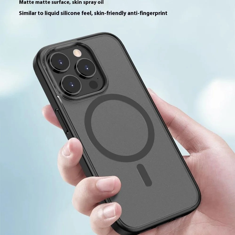 For iPhone 16 Pro Max Case Compatible with MagSafe Skin-Touch PC+TPU Rubberized Phone Cover - Black - 5