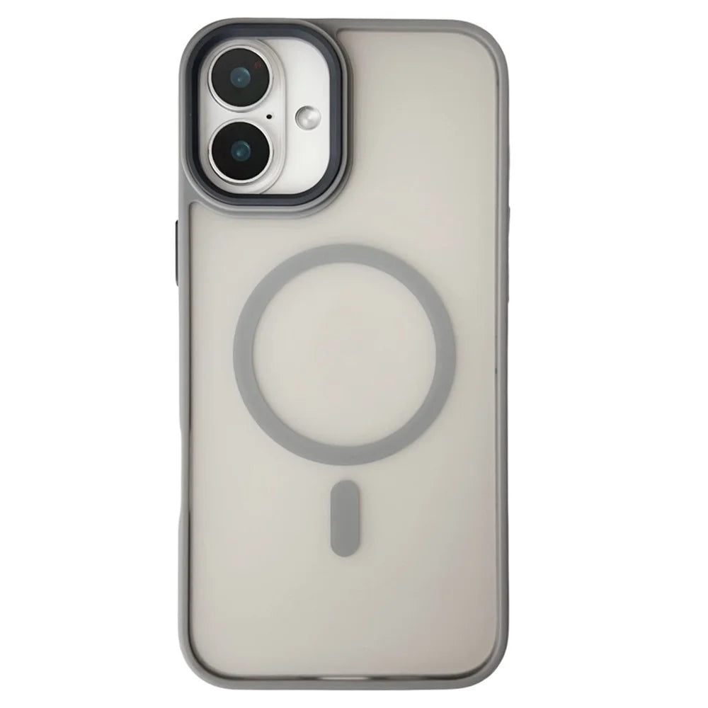 For iPhone 16 Case Compatible with MagSafe Skin-Touch Matte Anti-Drop TPU+PC Phone Cover - Grey - 1