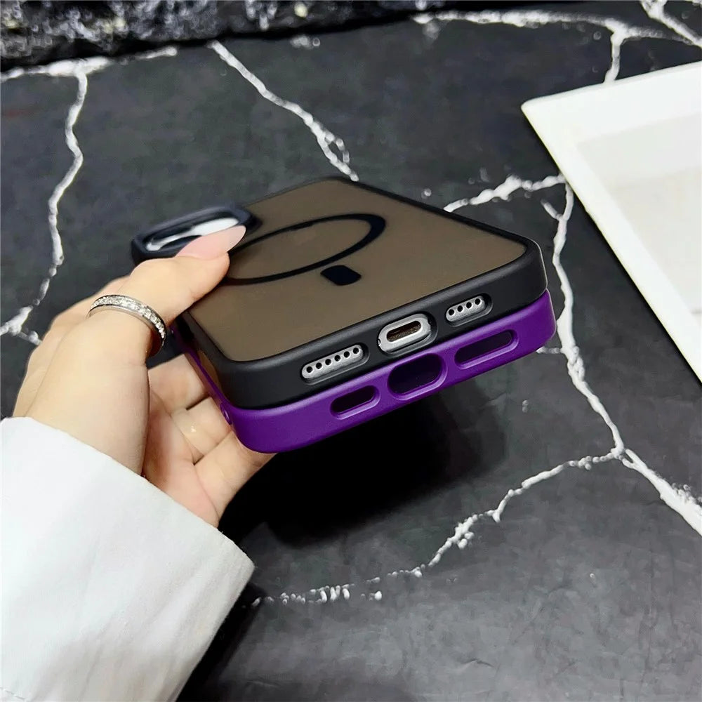 For iPhone 16 Case Compatible with MagSafe Skin-Touch Matte Anti-Drop TPU+PC Phone Cover - Grey - 4