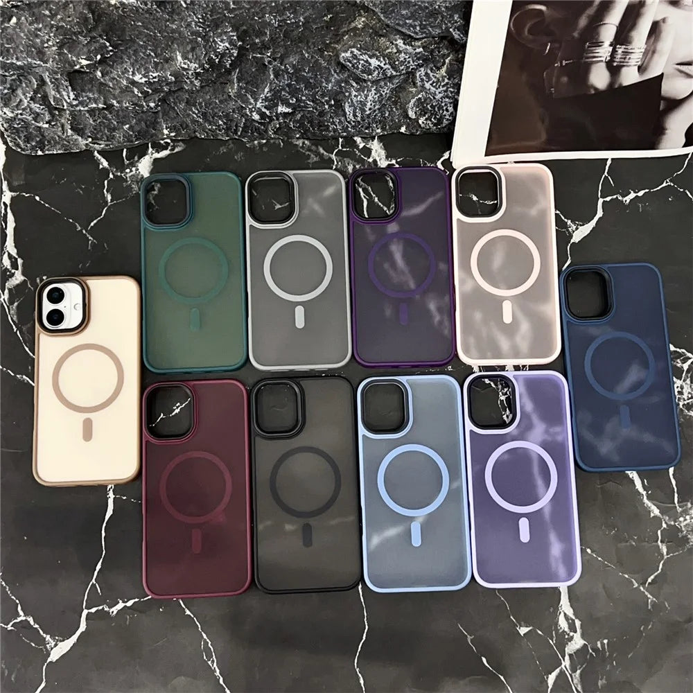 For iPhone 16 Case Compatible with MagSafe Skin-Touch Matte Anti-Drop TPU+PC Phone Cover - Grey - 5