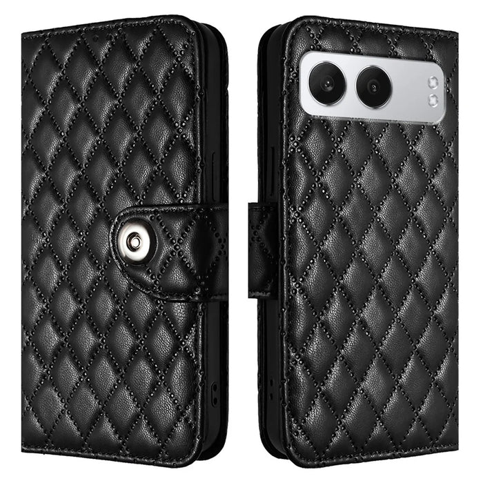 For OnePlus Nord 4 Leather Case Phone Stand Cover with 7 Card Slots and Hand Strap - Black - 2
