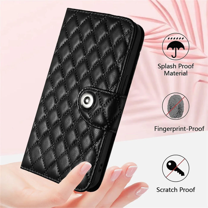 For OnePlus Nord 4 Leather Case Phone Stand Cover with 7 Card Slots and Hand Strap - Black - 6