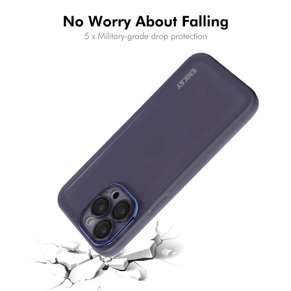 ENKAY HAT PRINCE For iPhone 14 Pro Max   Case Matte TPU Phone Cover with Lens Film + 9H Glass Protector - White - 3