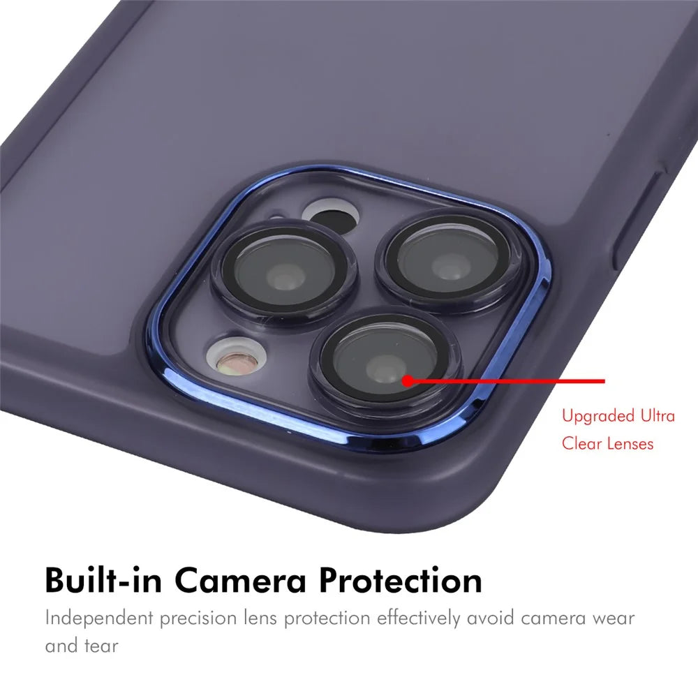 ENKAY HAT PRINCE For iPhone 14 Pro Max   Case Matte TPU Phone Cover with Lens Film + 9H Glass Protector - White - 4