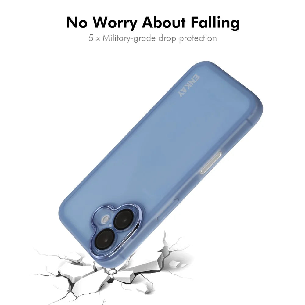 ENKAY HAT PRINCE For iPhone 16   Case Matte TPU Phone Cover with Lens Film + 9H Glass Protector - White - 3