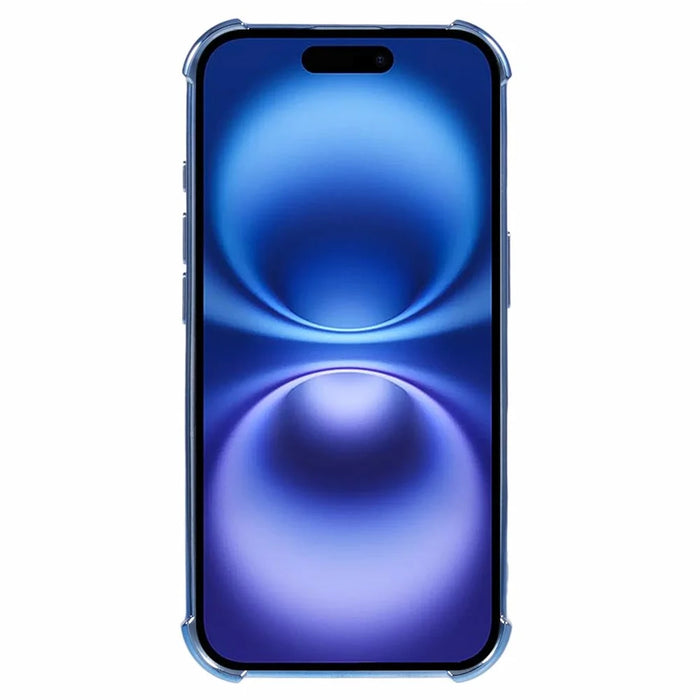 For iPhone 16 Case Electroplating Clear TPU Phone Cover with Lens Film - Blue - 2