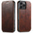 SUTENI J05 For iPhone 16 Pro Max Case Compatible with MagSafe Textured PU Leather Flip Phone Cover - Khaki - 1