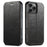 SUTENI J05 For iPhone 16 Pro Case Compatible with MagSafe Textured PU Leather Flip Phone Cover - Black - 1