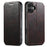 SUTENI J05 For iPhone 16 Case Compatible with MagSafe Textured PU Leather Flip Phone Cover - Brown - 1