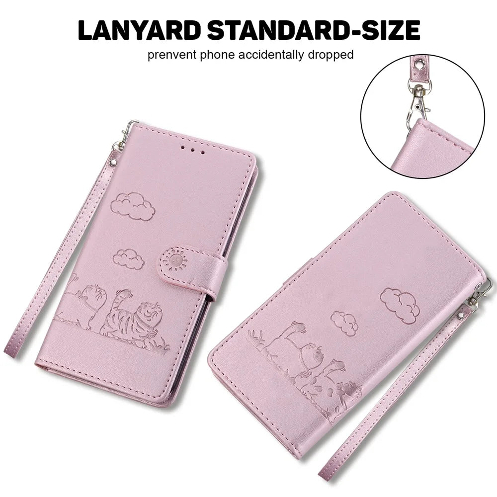 For Samsung Galaxy S24 FE Case RFID Blocking Kitten Pattern TPU+PU Leather Phone Cover - Pink - 7