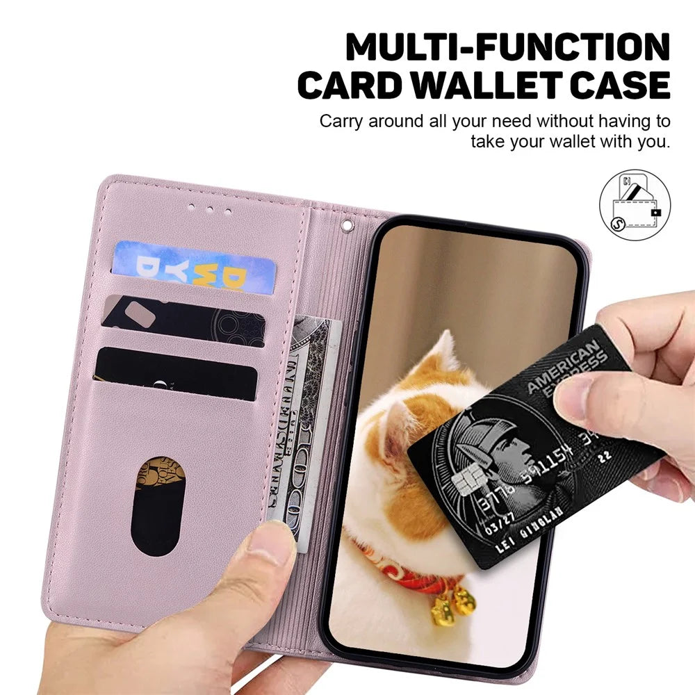 For Samsung Galaxy A16 5G / A16 4G Case RFID Blocking Kitten Pattern TPU+PU Leather Phone Cover - Pink - 3
