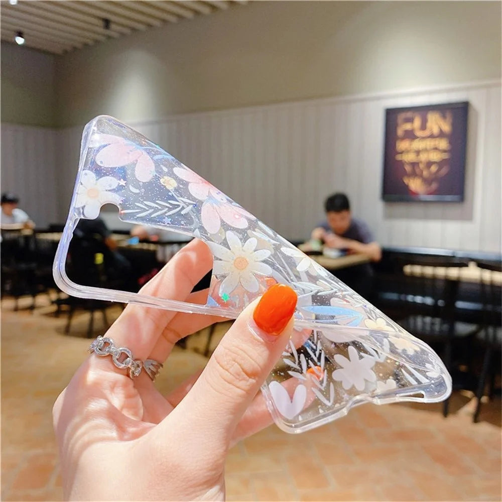 For Samsung Galaxy S23+ Case Floral Pattern TPU Glitter Phone Cover - D02 - 3