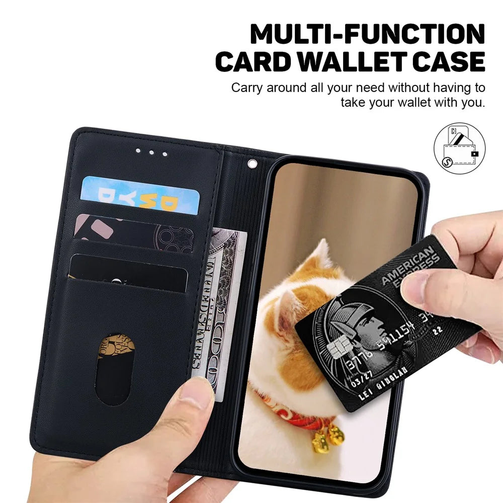 For Google Pixel 9 Pro / Pixel 9 Case RFID Blocking Kitten Pattern TPU+PU Leather Phone Cover - Black - 3