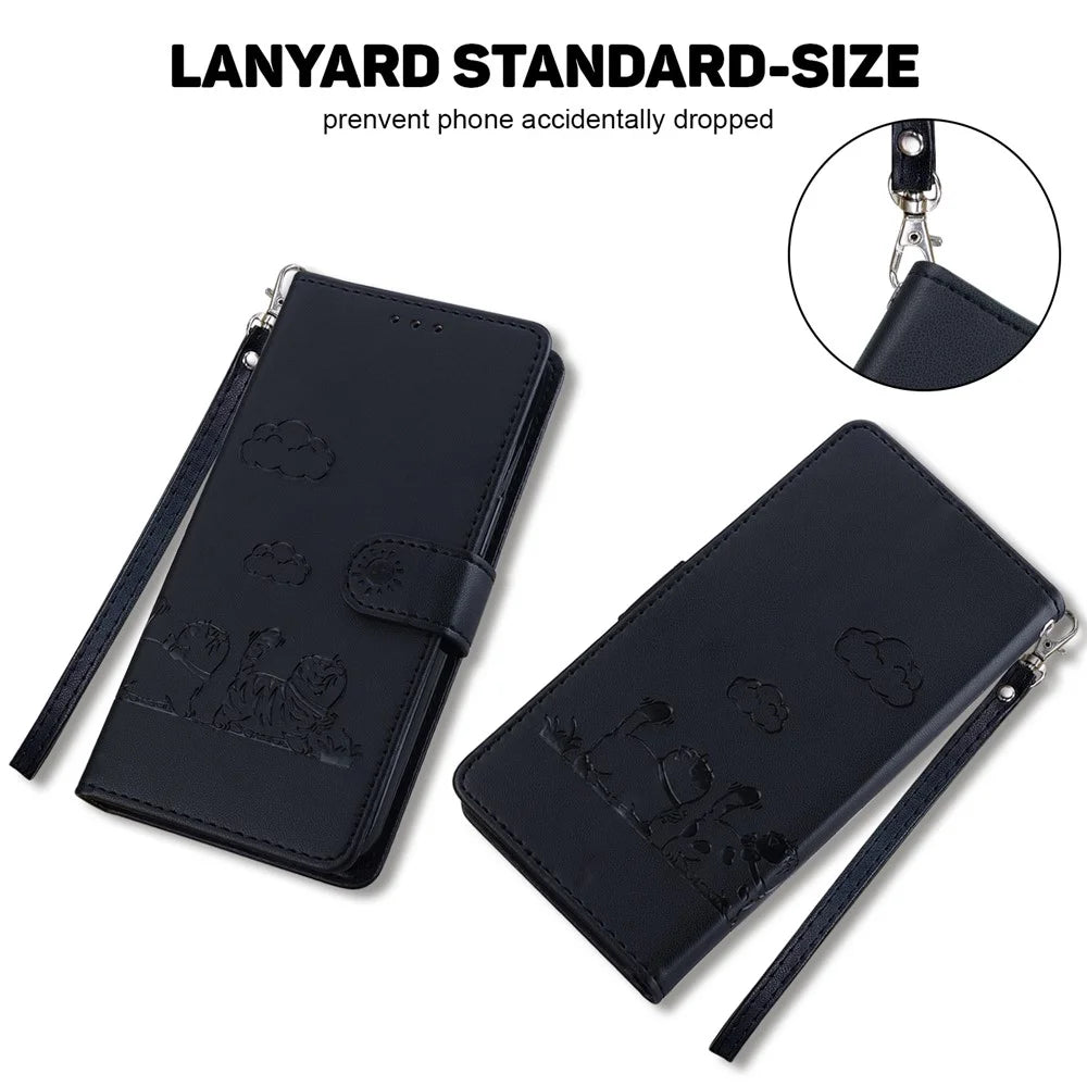 For Google Pixel 9 Pro / Pixel 9 Case RFID Blocking Kitten Pattern TPU+PU Leather Phone Cover - Black - 7