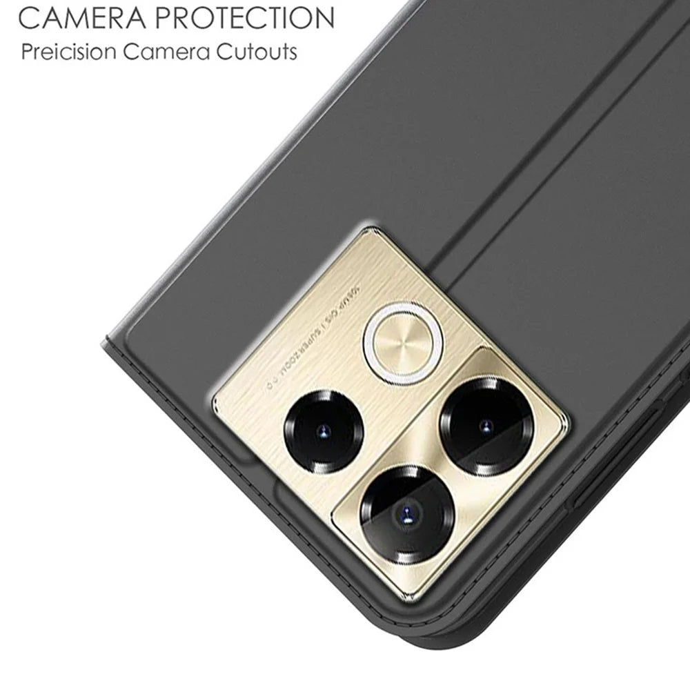 For Infinix Note 40 Pro+ Case PU Leather Phone Cover with Card Holder Stand Magnetic Closure - Black - 5