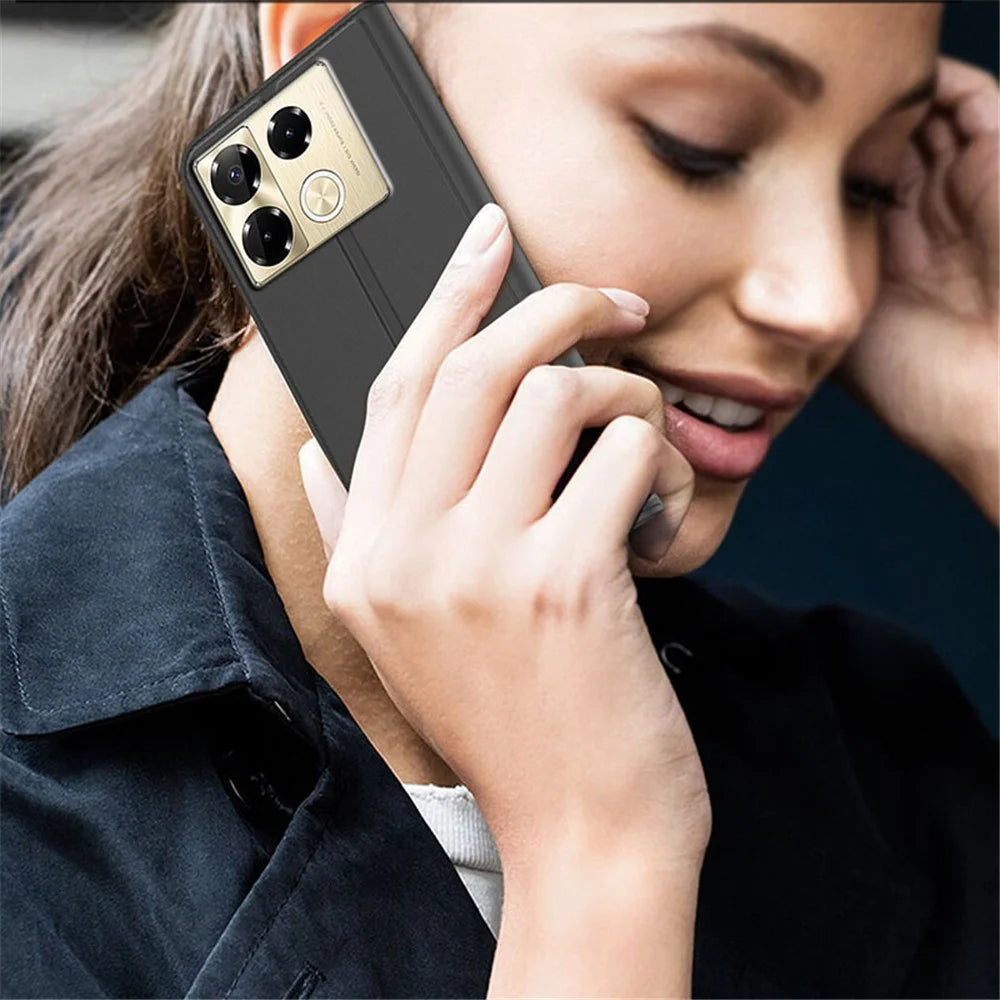 For Infinix Note 40 Pro+ Case PU Leather Phone Cover with Card Holder Stand Magnetic Closure - Black - 6