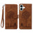 For iPhone 16 Plus Case Cat Dandelion Imprint PU Leather Wallet Phone Cover with Strap - Brown - 1