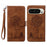 For Google Pixel 9 / 9 Pro Case Cat Dandelion Imprint PU Leather Wallet Phone Cover with Strap - Brown - 1