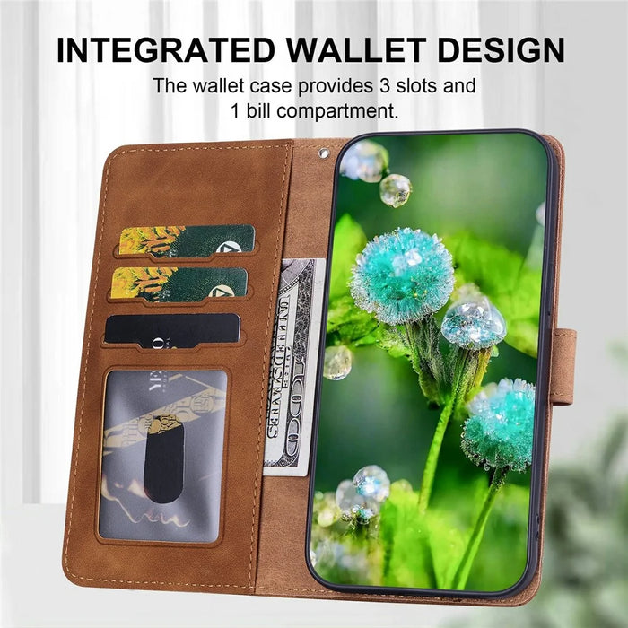 For Google Pixel 9 / 9 Pro Case Cat Dandelion Imprint PU Leather Wallet Phone Cover with Strap - Brown - 3