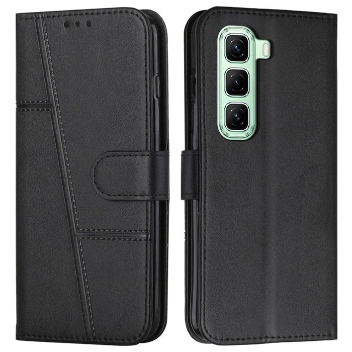 For Infinix Hot 50 4G Case Stand Flip Protective Leather Phone Cover - Black - 1