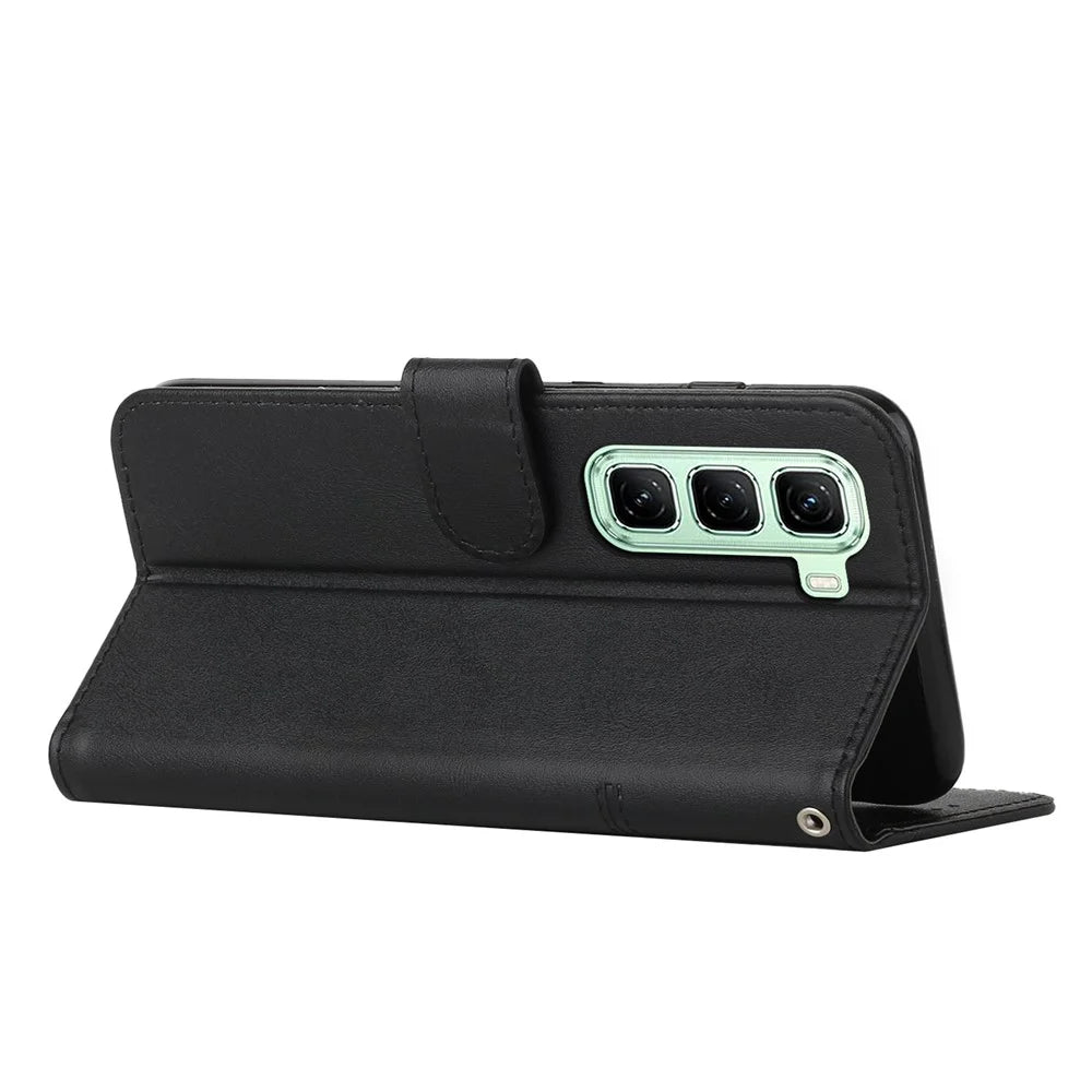 For Infinix Hot 50 4G Case Stand Flip Protective Leather Phone Cover - Black - 3