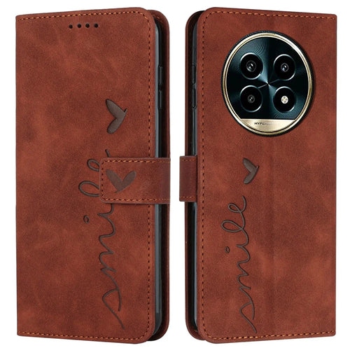For Realme 13 Pro 5G (Global) / 13 Pro+ 5G (Global) Case Viewing Stand PU Leather Phone Cover Imprinted Pattern - Brown - 1