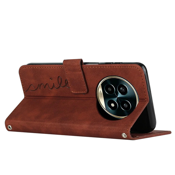 For Realme 13 Pro 5G (Global) / 13 Pro+ 5G (Global) Case Viewing Stand PU Leather Phone Cover Imprinted Pattern - Brown - 3