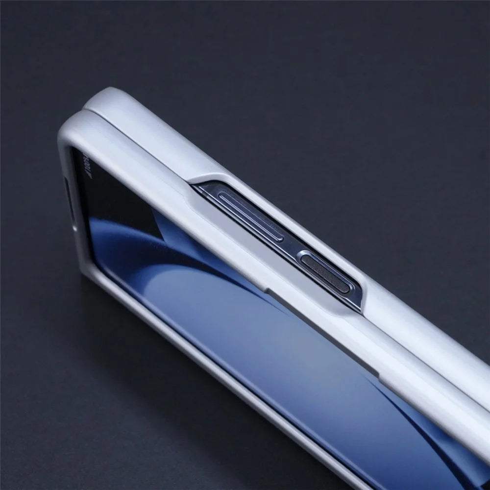 For Samsung Galaxy Z Fold6 5G Case Kickstand Skin-Touch Leather+PC Phone Cover with Stylus - Blue - 7