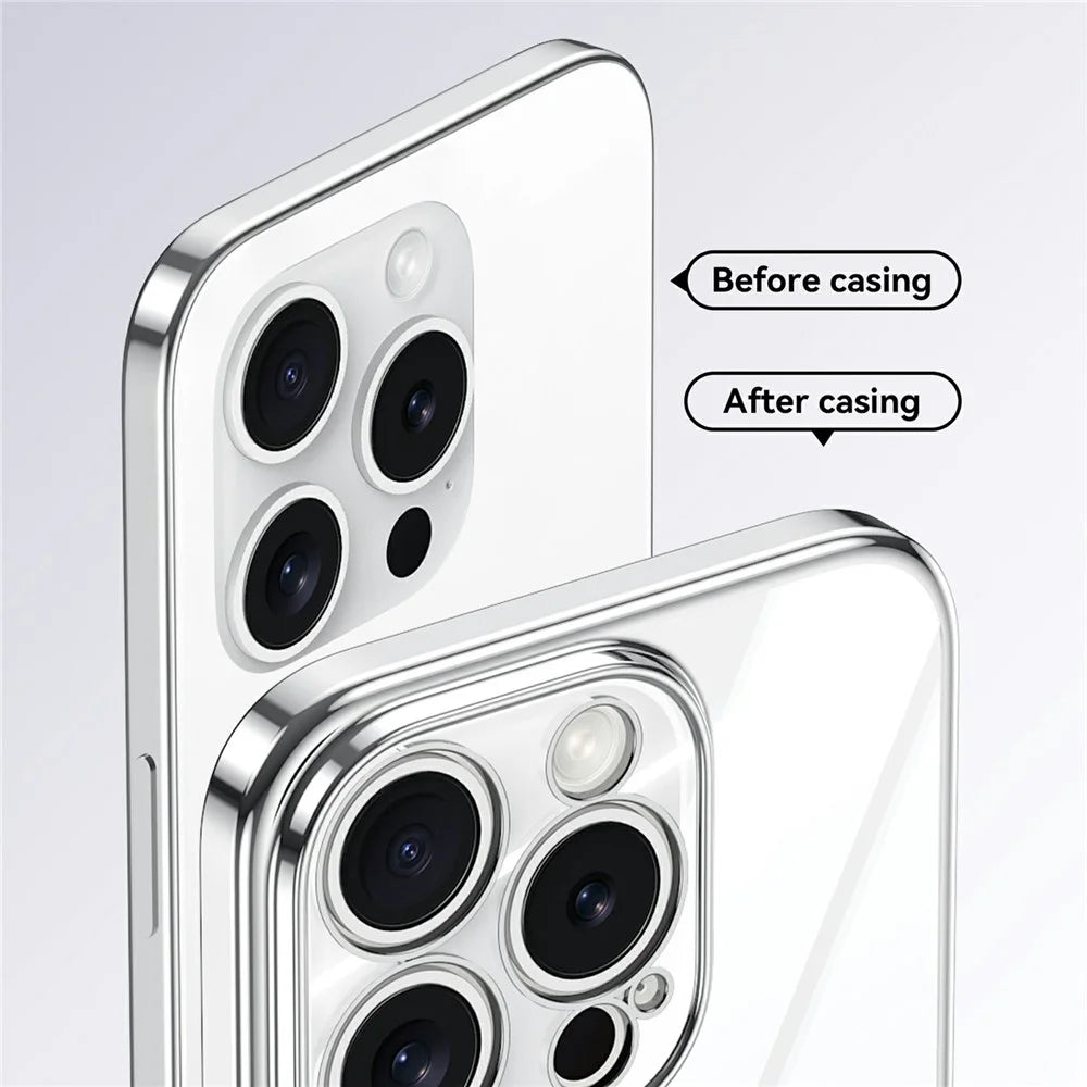 SULADA For iPhone 14 Pro Max Case Electroplating Ultra Clear Soft TPU Phone Cover with PU Wrist Strap - White - 4