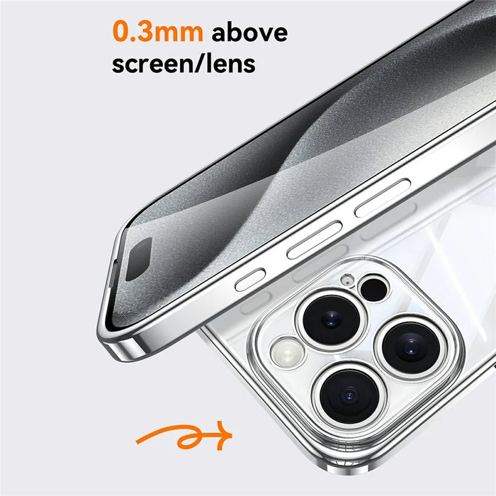 SULADA For iPhone 14 Pro Max Case Electroplating Ultra Clear Soft TPU Phone Cover with PU Wrist Strap - White - 5