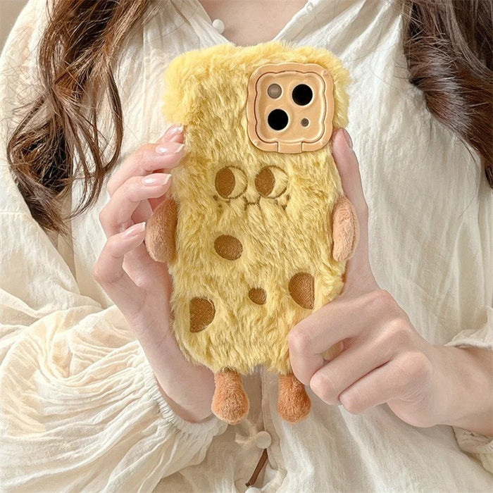 For iPhone 14 Case Invisible Lens Kickstand Cartoon Plush Phone Cover - 6