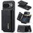 DG.MING M1 Series for Google Pixel 9 Pro / Pixel 9 Case Kickstand PU Phone Cover with Detachable Wallet - Black - 1